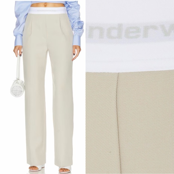 NWT ✨ Alexander Wang Pleated Wool Trousers High Waist Dress Pants Beige 0 XS - Picture 15 of 15